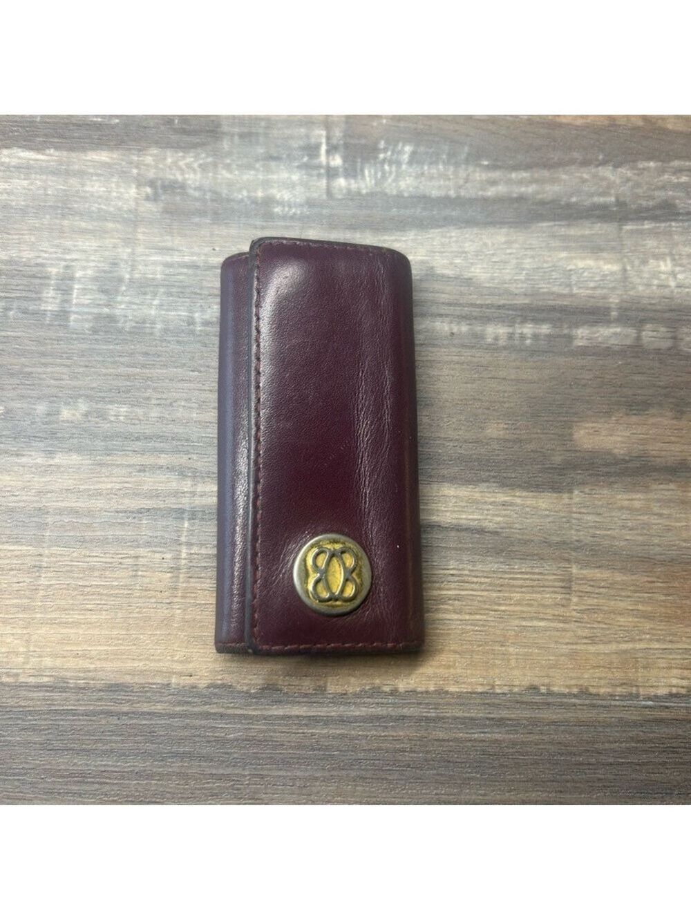 Vintage Bosca Leather Key Holder Clip Burgundy 3.75” Snap Closure Italy